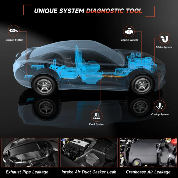 ANCEL S100-Detector de fugas para coche, analizador de fugas de tuberías, máquina de humo EVAP automotriz, herramienta de detección de diagnóstico de fugas