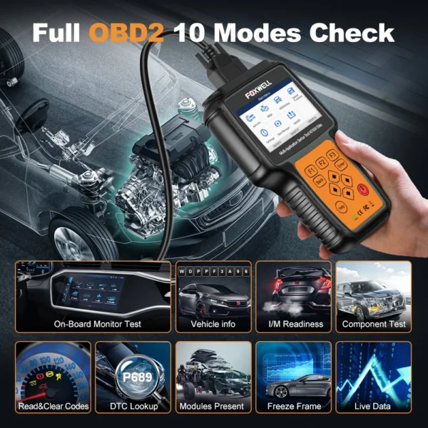 FOXWELL NT650 Elite inalámbrico OBD2 escáner automotriz SAS A/F aceite EPB BRT TPS 26 + reinicio herramienta de diagnóstico de coche profesional