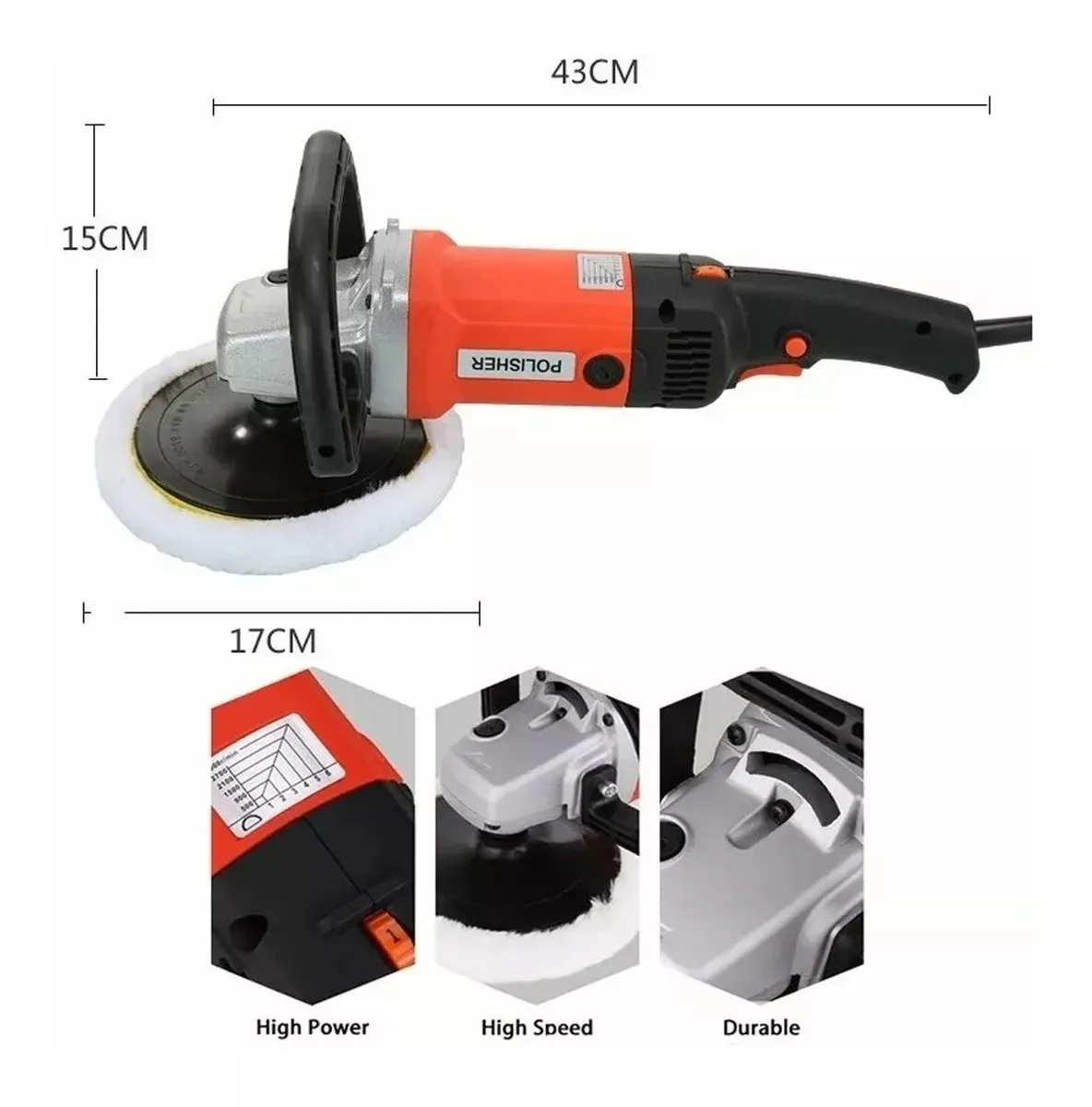 Pulidora rotativa 1400W para acabados profesionales - Imagen 5