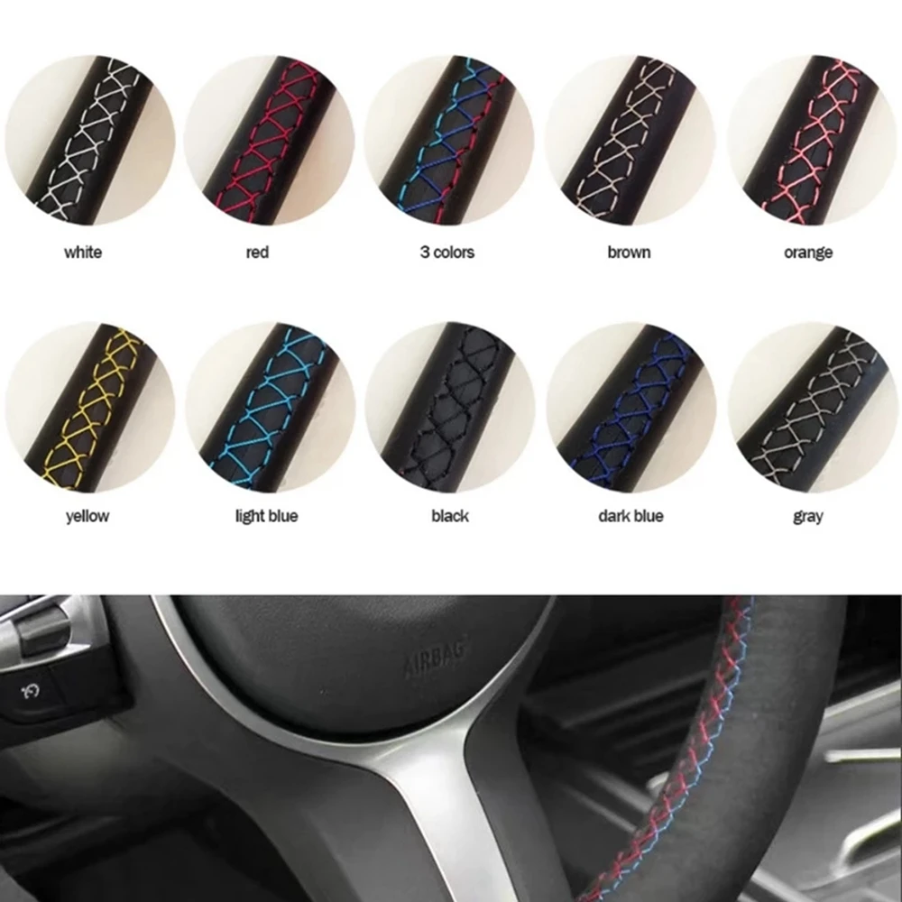 Funda trenzada para volante de coche, cuero Artificial negro para Volkswagen VW Golf 7 Mk7 Touran Up New Polo Jetta Passat B8 Tiguan - Imagen 5