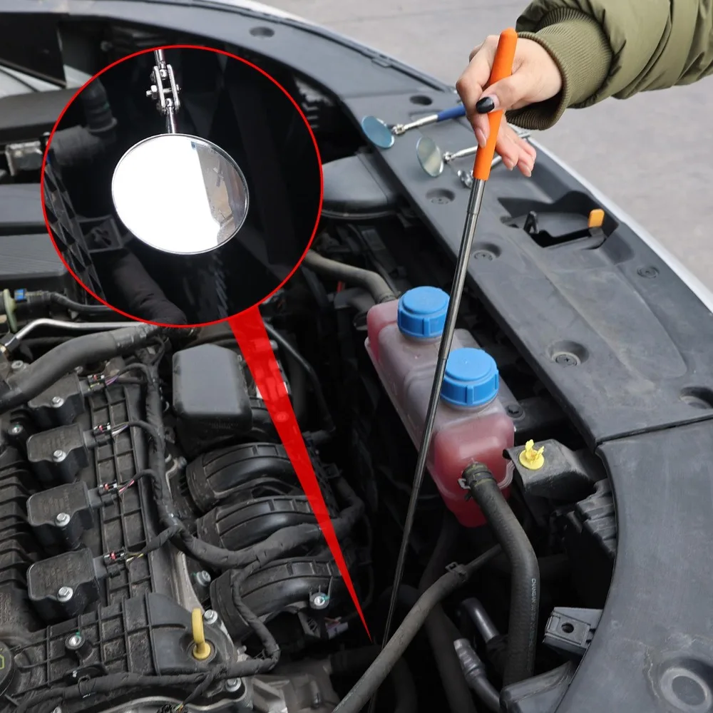 Espejo Telescópico de Inspección para Automóviles, Redondo de 30 mm y 50 mm, Giratorio 360°, Herramienta Extensible para Mecánicos de Automóviles, Reparación y Mantenimiento de Motores - Imagen 4