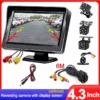 Cámara de visión trasera para coche cámara trasera para coche sistema de aparcamiento de 4,3 pulgadas camara marcha atrás coche fácil instalación camara para vehiculo camara trasera para coches