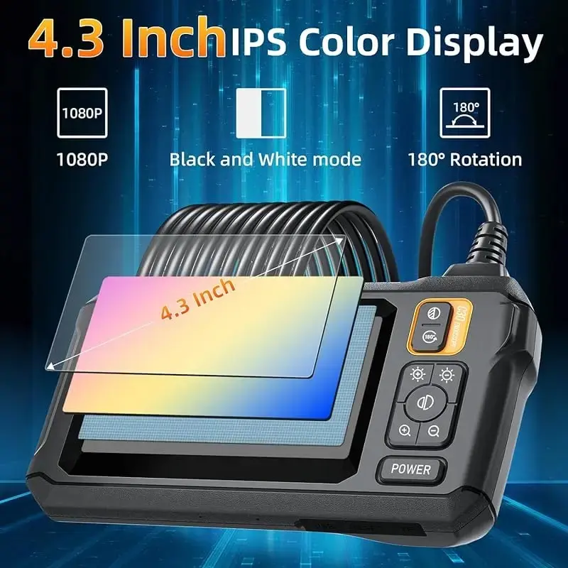 Cámara endoscópica Industrial 8mm HD1080P pantalla IPS de 4,3 pulgadas cámara de inspección de tuberías 1080P para reparación de automóviles IP67 impermeable 8 LED - Imagen 2