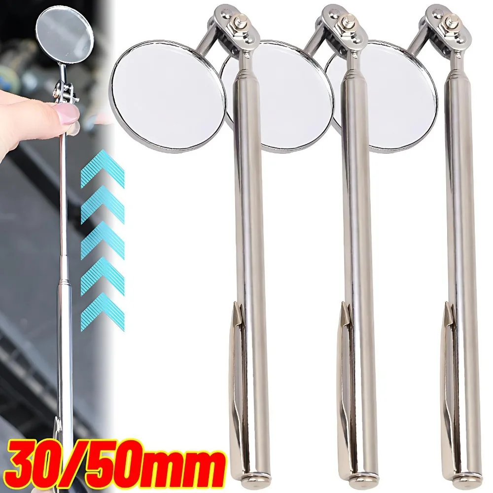 Espejo Telescópico de Inspección para Automóviles, Redondo de 30 mm y 50 mm, Giratorio 360°, Herramienta Extensible para Mecánicos de Automóviles, Reparación y Mantenimiento de Motores