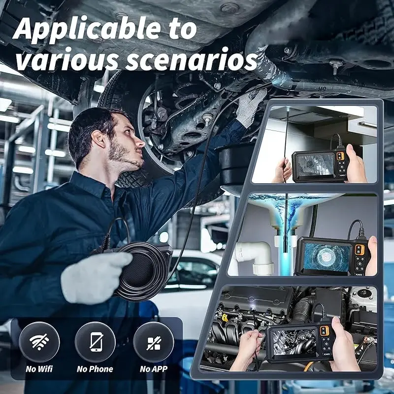 Cámara endoscópica Industrial 8mm HD1080P pantalla IPS de 4,3 pulgadas cámara de inspección de tuberías 1080P para reparación de automóviles IP67 impermeable 8 LED - Imagen 6