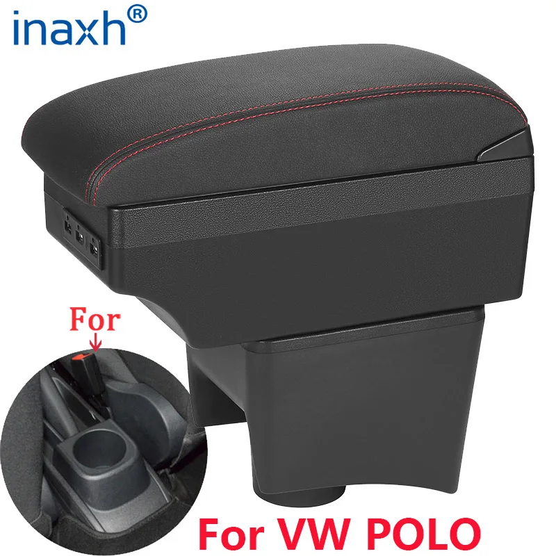 Reposabrazos para Volkswagen POLO nuevo para VW POLO Mk5 6R Vento, caja de reposabrazos para coche, caja de almacenamiento de piezas interiores, accesorios para coche 2012-2018USB