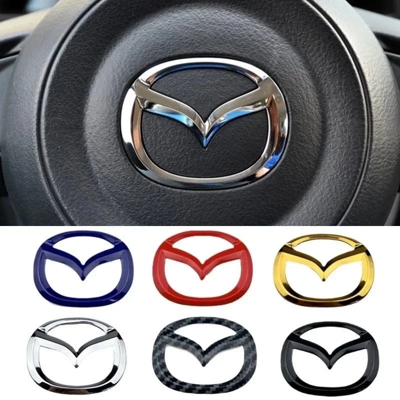 1 unidad de pegatina con emblema central para volante de coche ABS para Mazda 3 CX3 CX4 CX5 CX7 CX8 CX9 CX30 RX7 Atenza Axela decoración Interior