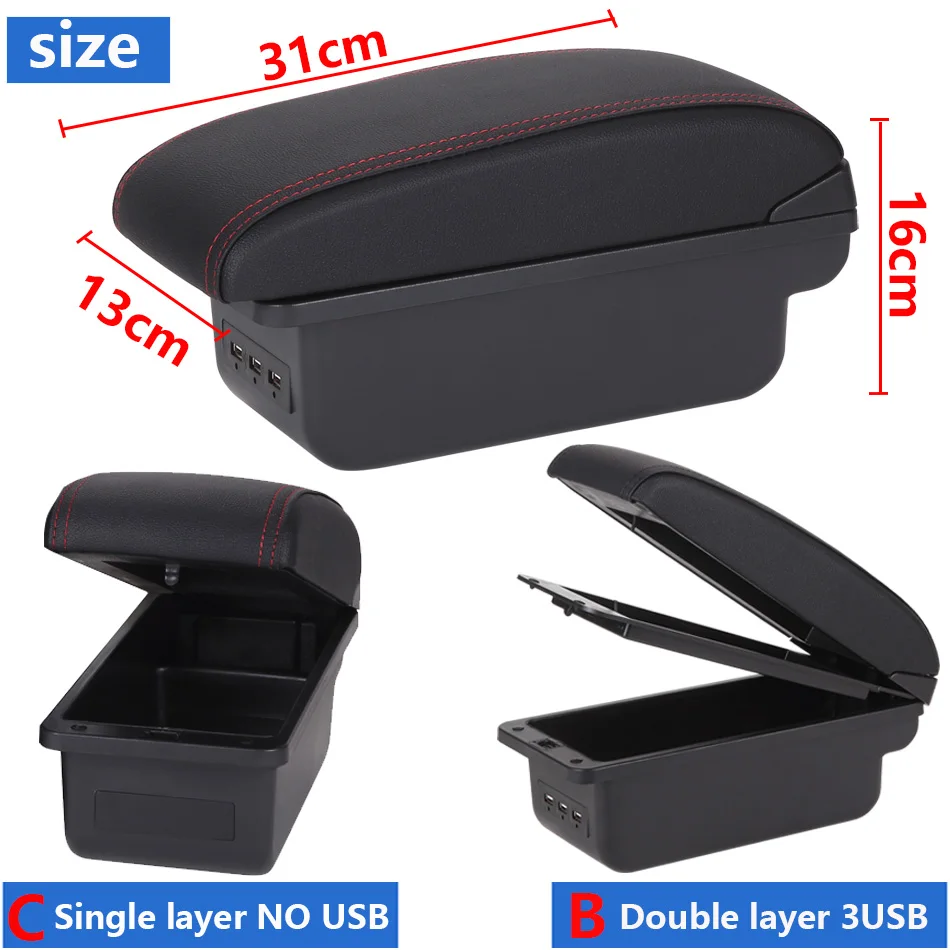 Reposabrazos para Volkswagen POLO nuevo para VW POLO Mk5 6R Vento, caja de reposabrazos para coche, caja de almacenamiento de piezas interiores, accesorios para coche 2012-2018USB - Imagen 4